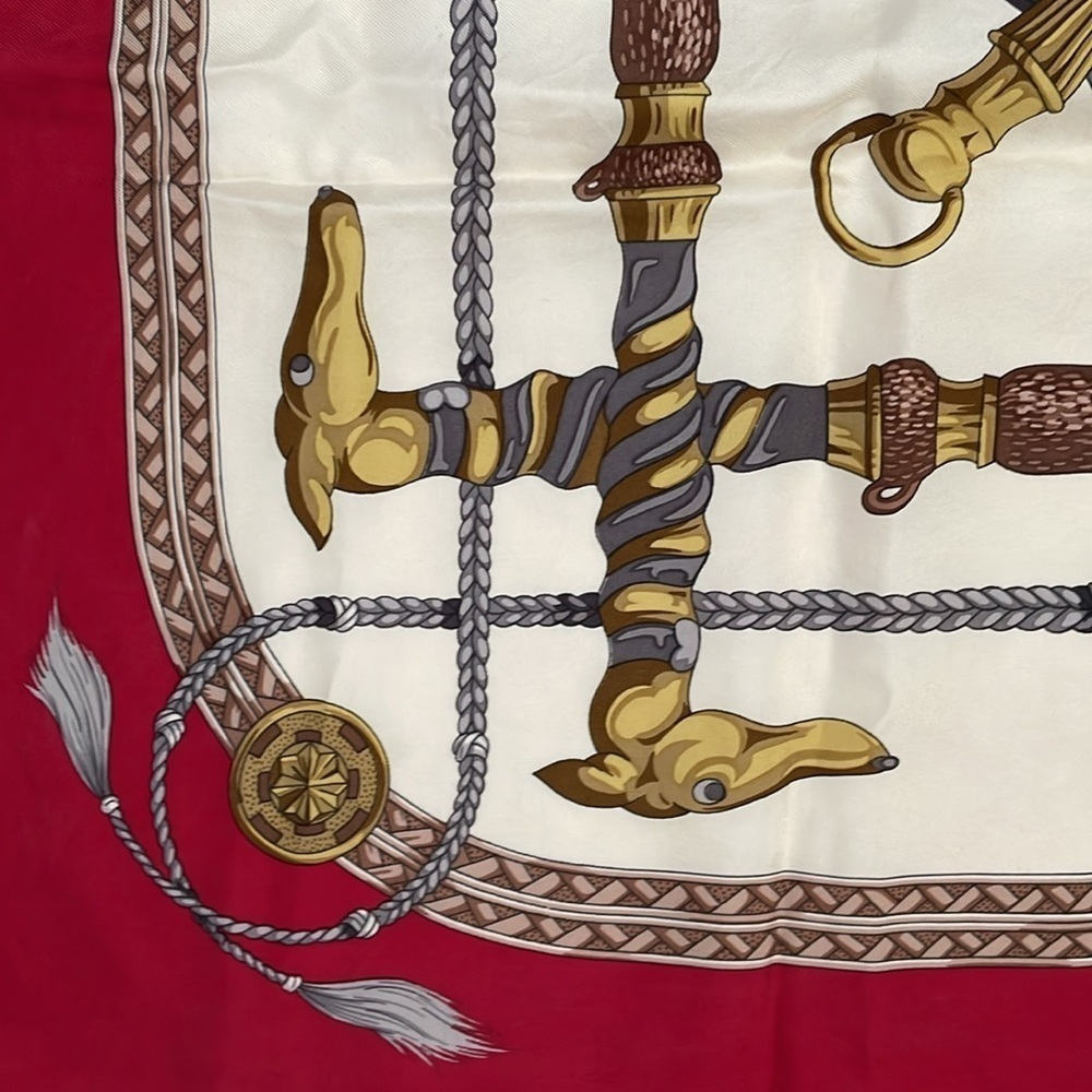 Trussardi Silk Scarf Elegant Red and Gold Scarf - Picture 14 of 17